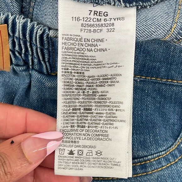 Levi’s Girl’s Medium Wash Pull-On Straight Leg Denim Jean Pants Size 7 - Picture 11 of 15